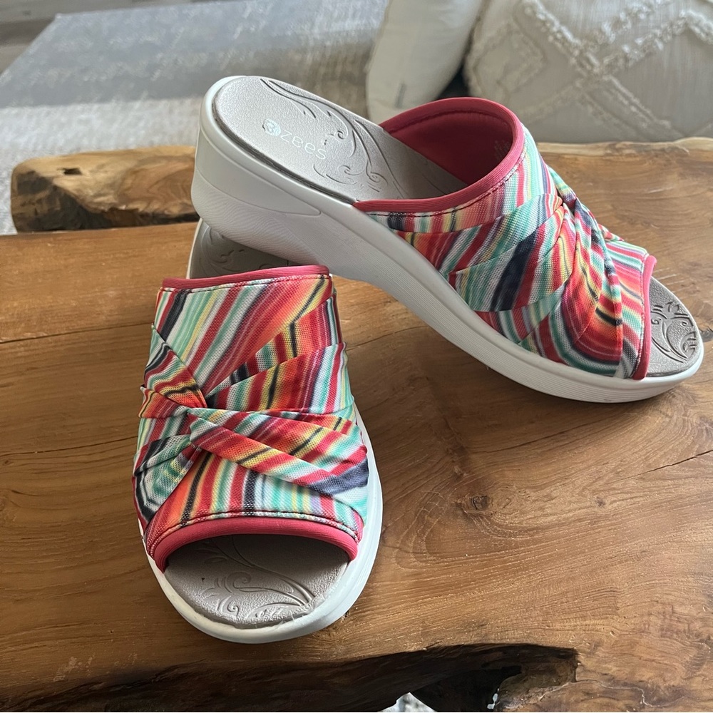 BZees Smile II Sandal  stripe fabric